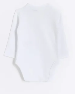 Baby girls white bear graphic all in one