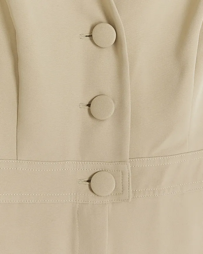 Beige bow blazer jumpsuit