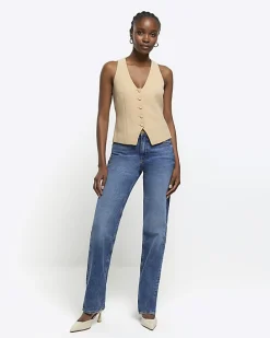 Beige button front waistcoat