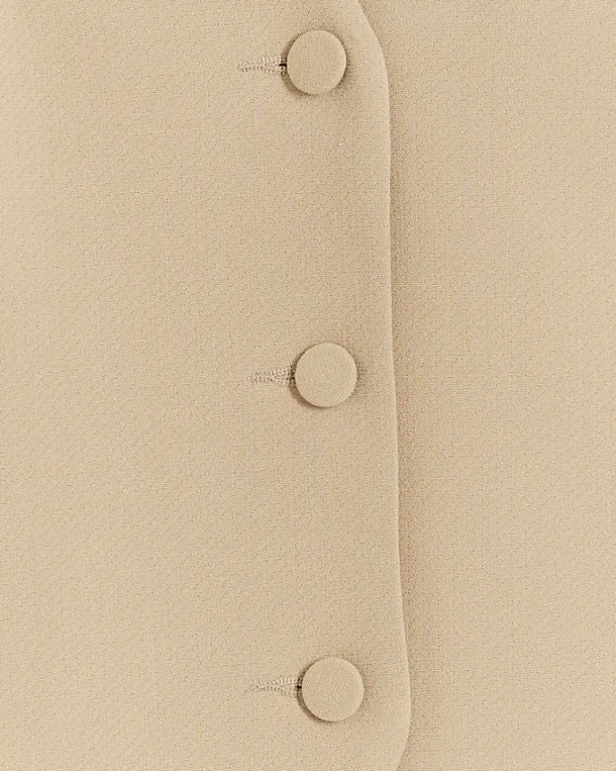 Beige button up long waistcoat