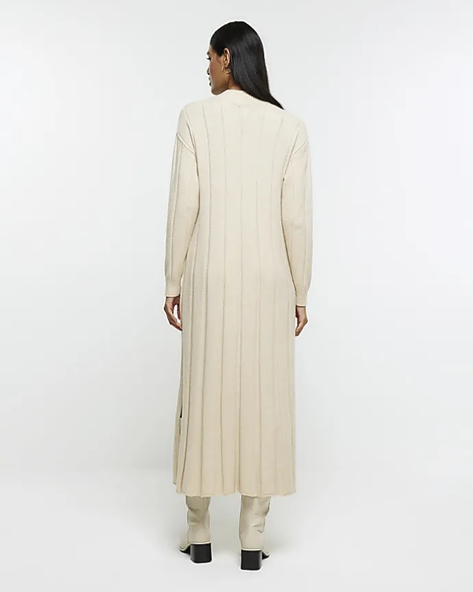 Beige high neck jumper maxi dress