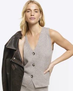 Beige knit waistcoat