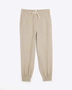 Beige lyocell cuffed joggers