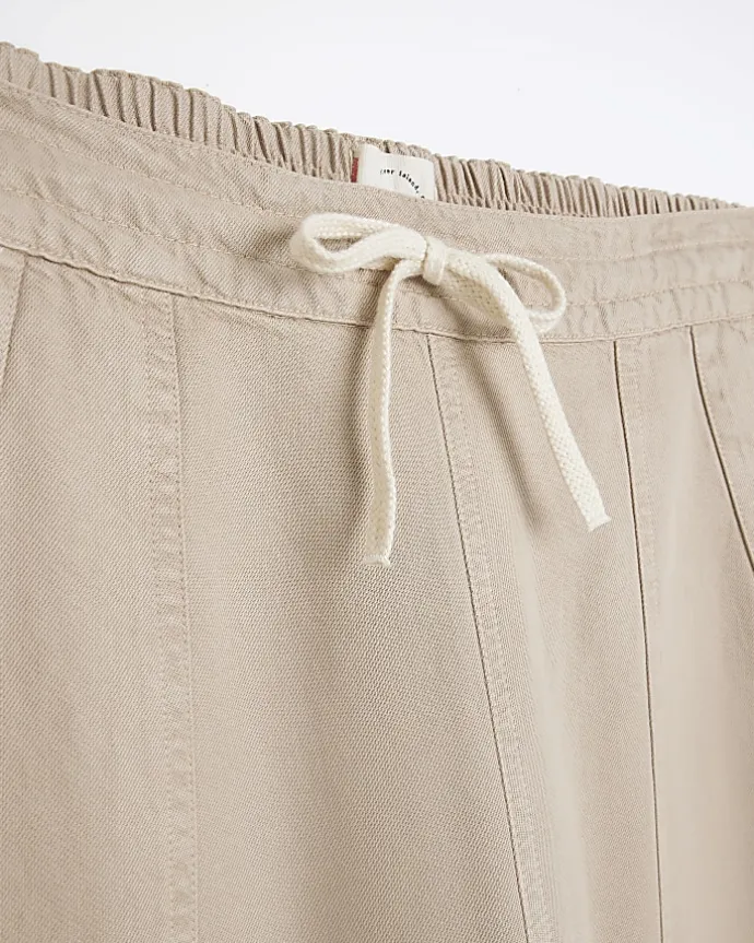 Beige lyocell cuffed joggers