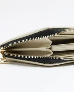 Beige monogram front purse