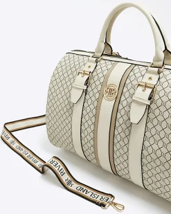 Beige RI monogram travel bag