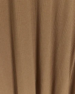 Beige rib asymmetric bodycon midi dress
