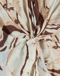 Beige Satin Marble print Shift Mini Dress