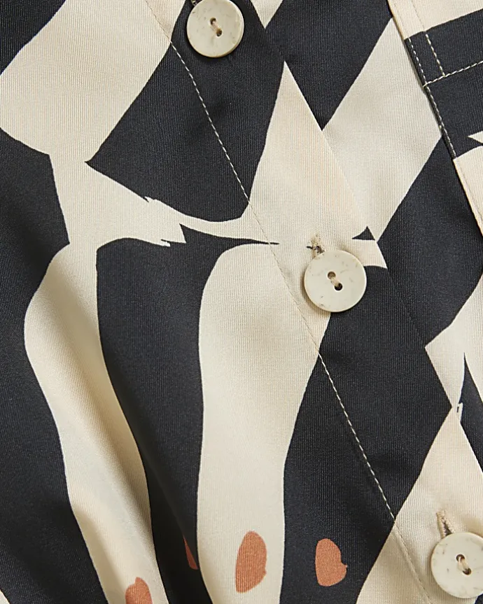 Beige satin stripe oversized shirt