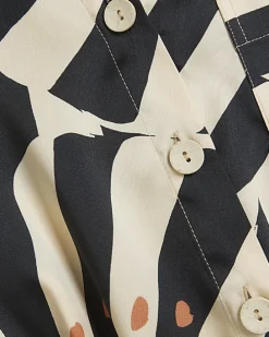 Beige satin stripe oversized shirt
