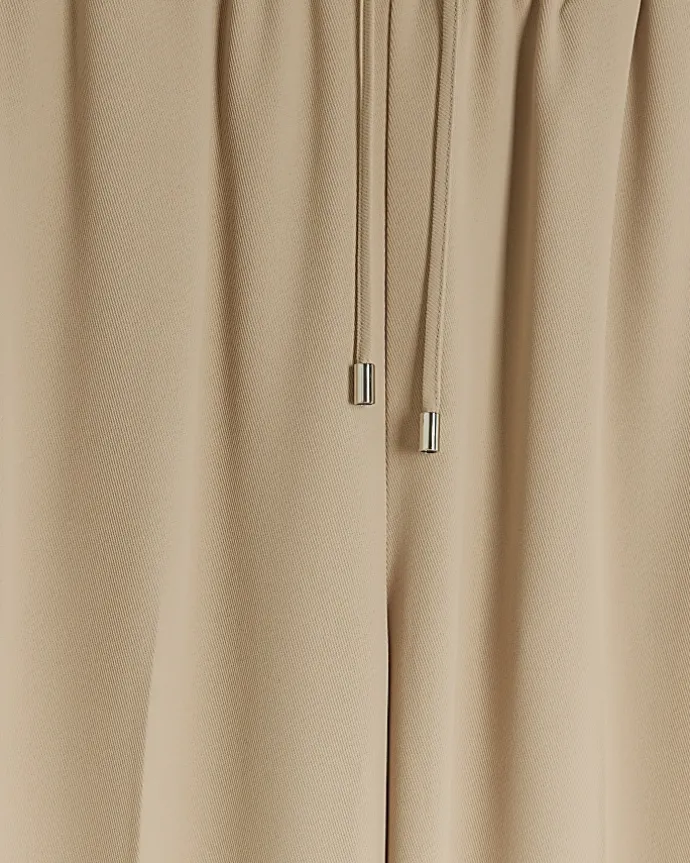 Beige side stripe wide leg joggers