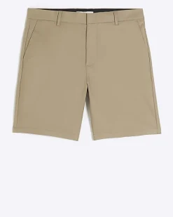 Beige slim fit chino short