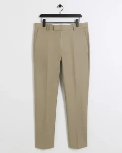 Beige slim fit smart chino trousers