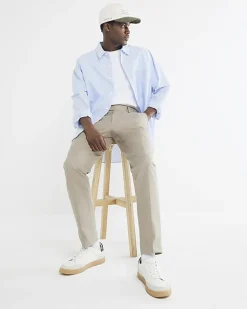 Beige slim fit smart chino trousers