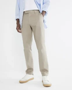 Beige slim fit smart chino trousers