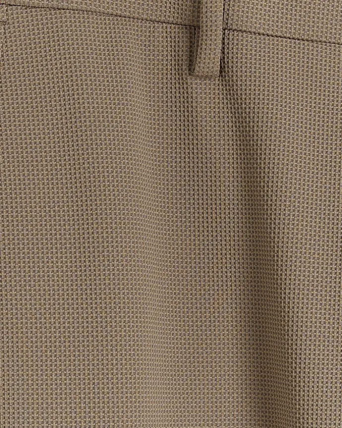 Beige slim fit waffle textured trousers