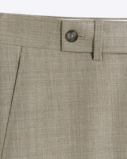 Beige slim fit wool blend suit trousers