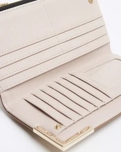 Beige stripe canvas purse