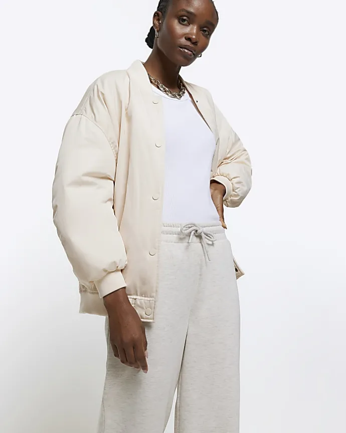 Beige wide leg joggers