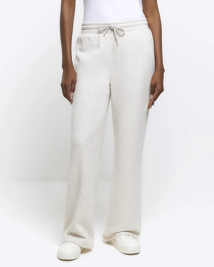Beige wide leg joggers