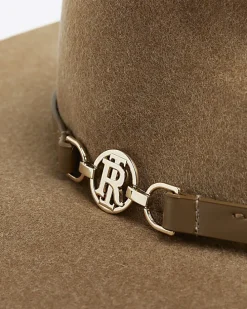 Beige wool fedora hat