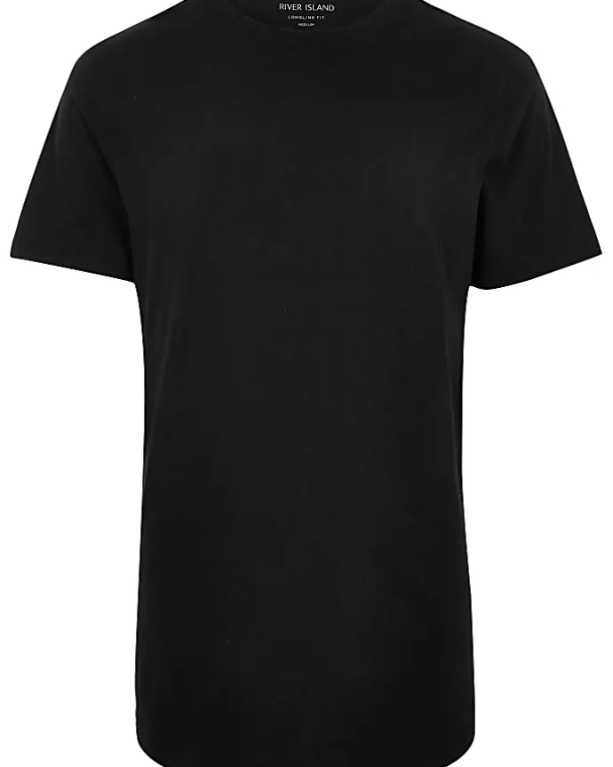Big & Tall black curved hem slim fit t-shirt