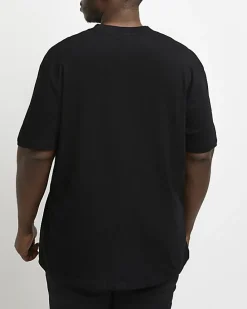 Big & Tall black curved hem slim fit t-shirt