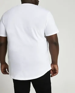 Big & Tall white curved hem slim fit t-shirt