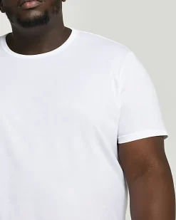 Big & Tall white curved hem slim fit t-shirt