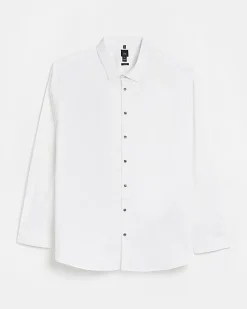 Big & Tall white slim fit long sleeve shirt