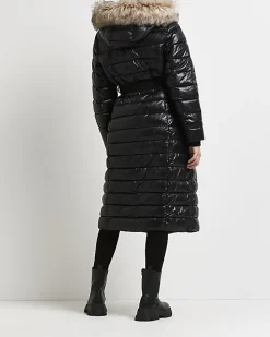 Black 3 in 1 maternity hooded puffer coat