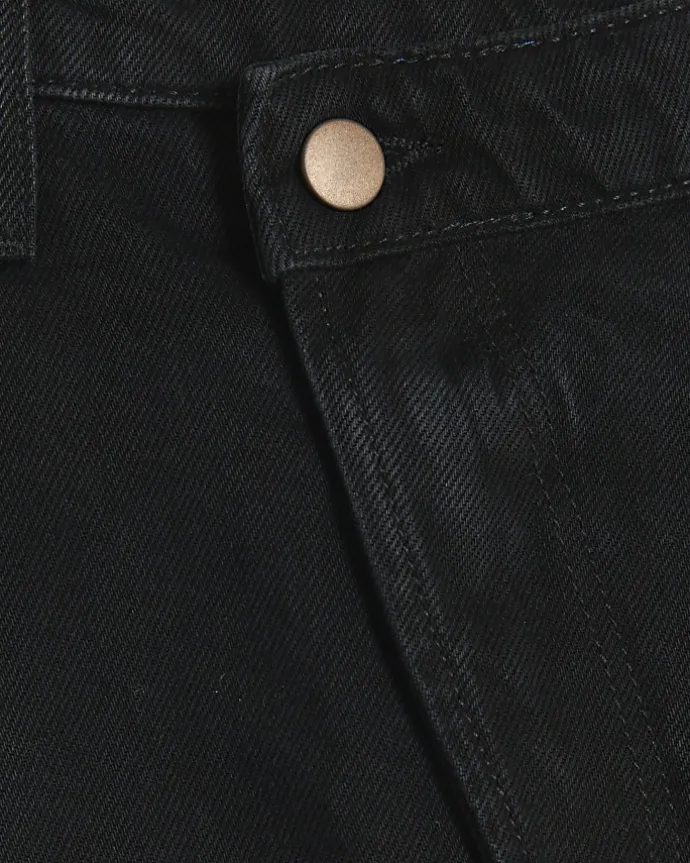 Black asymmetric waist denim mini skirt