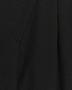 Black asymmetric waist wide leg trousers