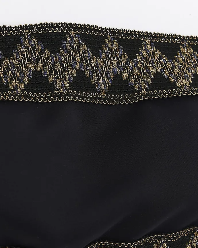 Black Bandeau Embellished Bikini Top