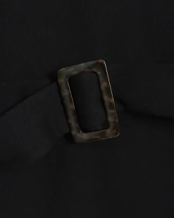 Black Belted Sweatshirt Mini Dress