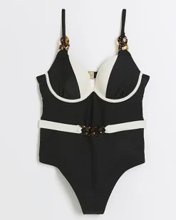 Black belted swimsuit