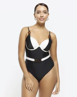 Black belted swimsuit
