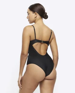 Black belted swimsuit