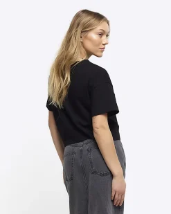 Black Boxy Cropped T-Shirt