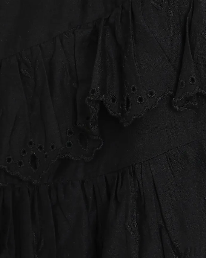 Black broderie frill mini skirt