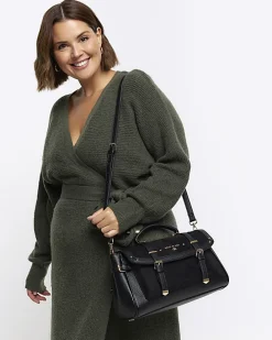Black buckle satchel bag