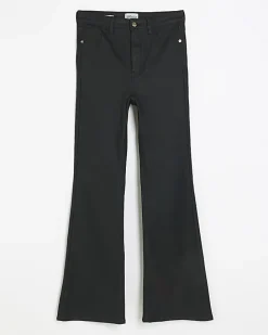 Black bum sculpt flare coated jeans