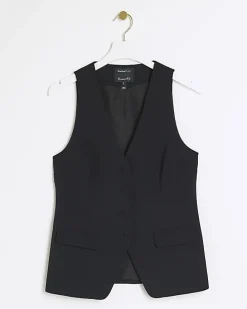 Black button up long waistcoat