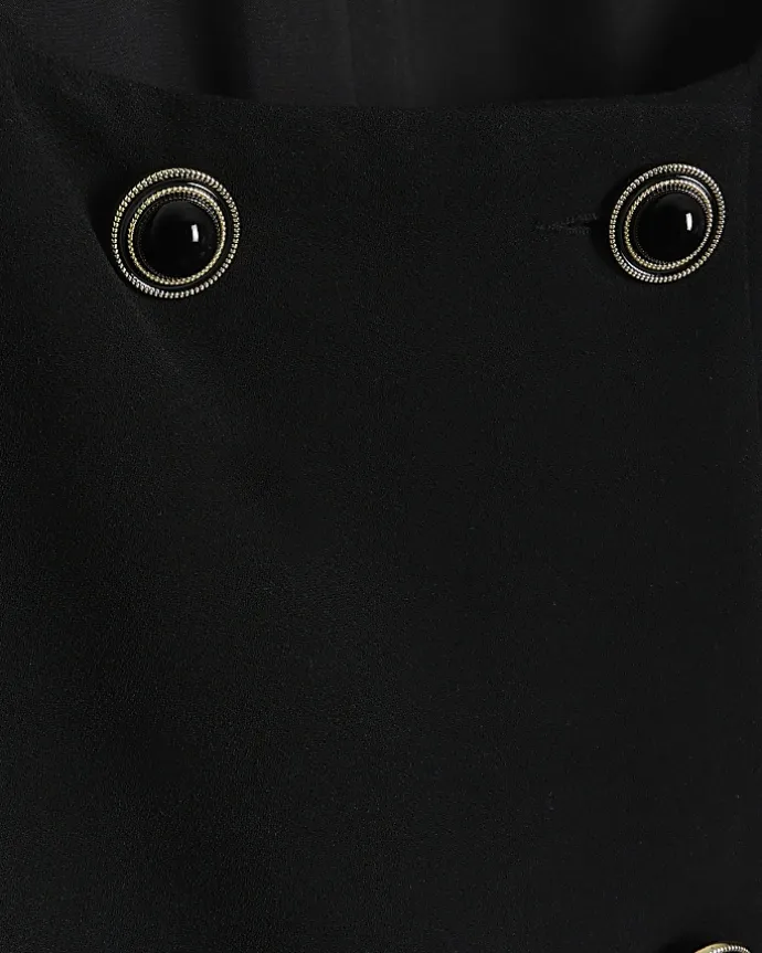 Black button up shift mini dress