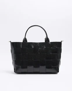 Black chunky weave shopper bag