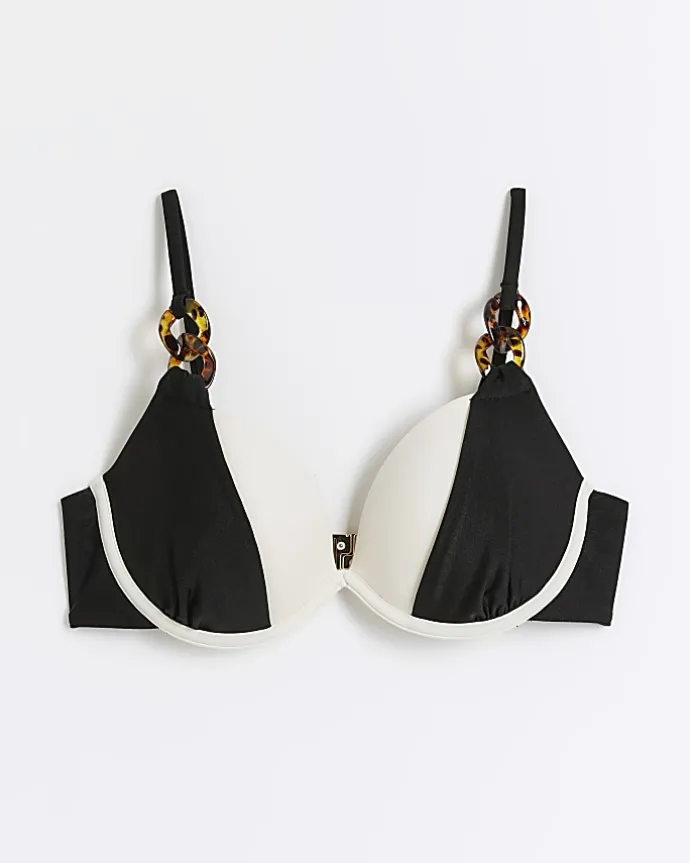 Black colour bock plunge bikini top