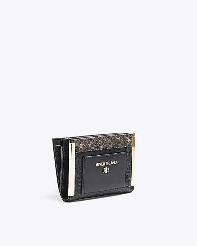Black contrast panel foldover purse