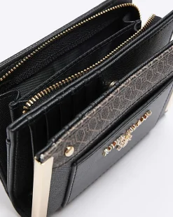 Black contrast panel foldover purse