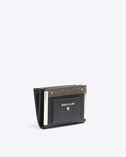 Black contrast panel foldover purse