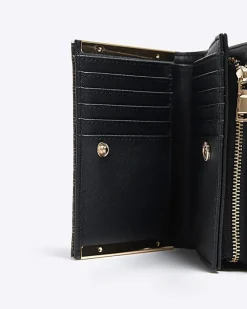 Black contrast panel foldover purse